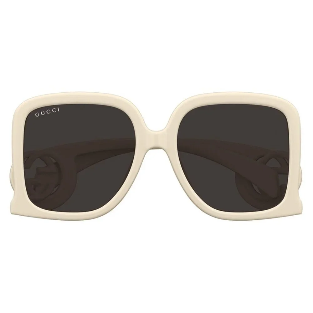 NEW GUCCI SUNGLASSES GUCCI GG1326S 009 DARK IVORY/GREY MIRROR EYEWEAR